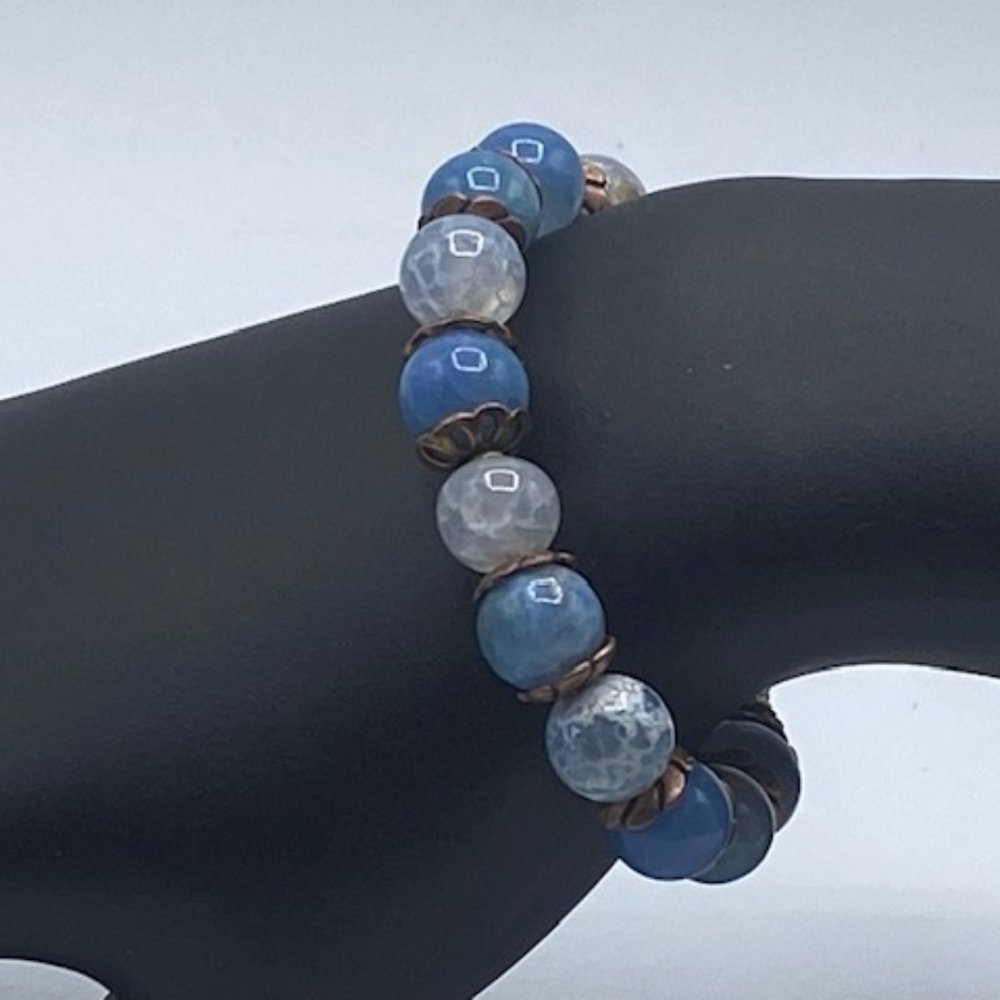 Blue Crackle Agate Bracelet W/Charm - Picture 4 of 4